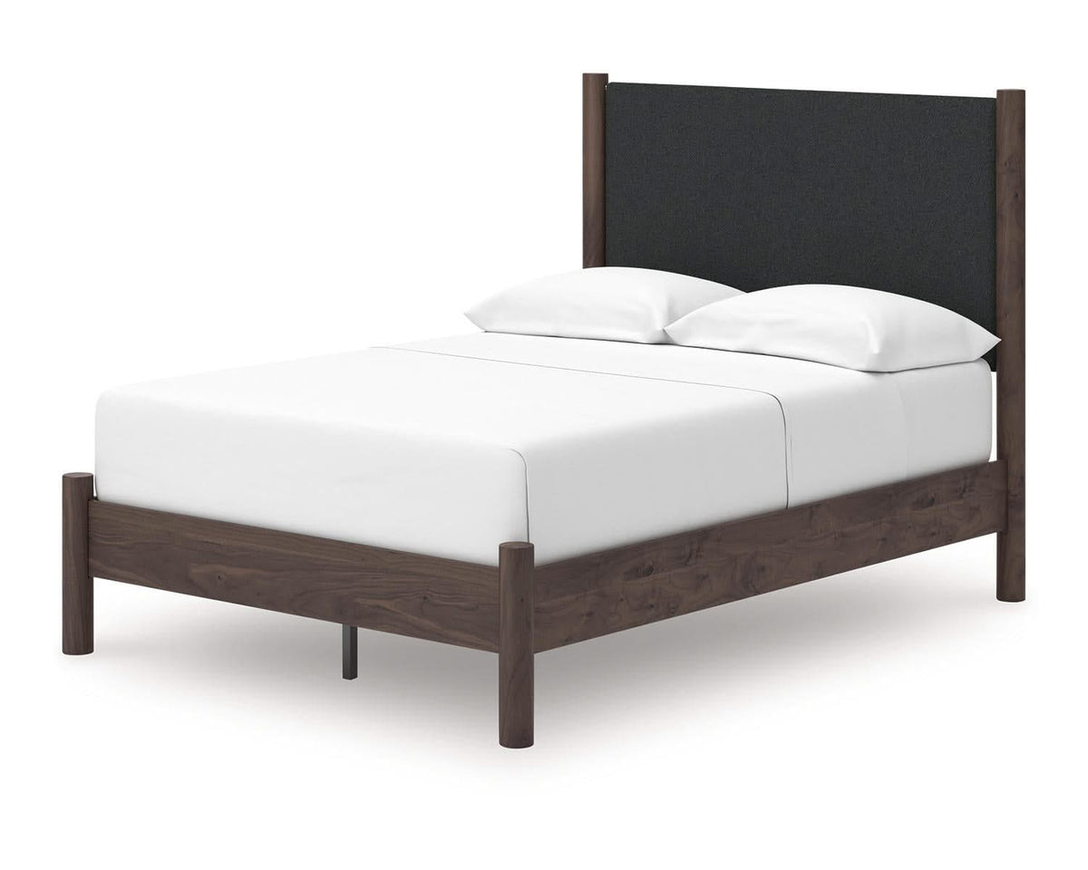 Cama de plataforma con paneles tapizados Pamytta