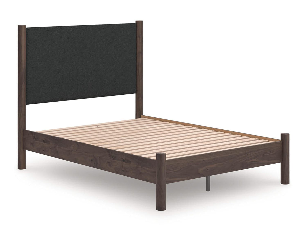 Cama de plataforma con paneles tapizados Pamytta