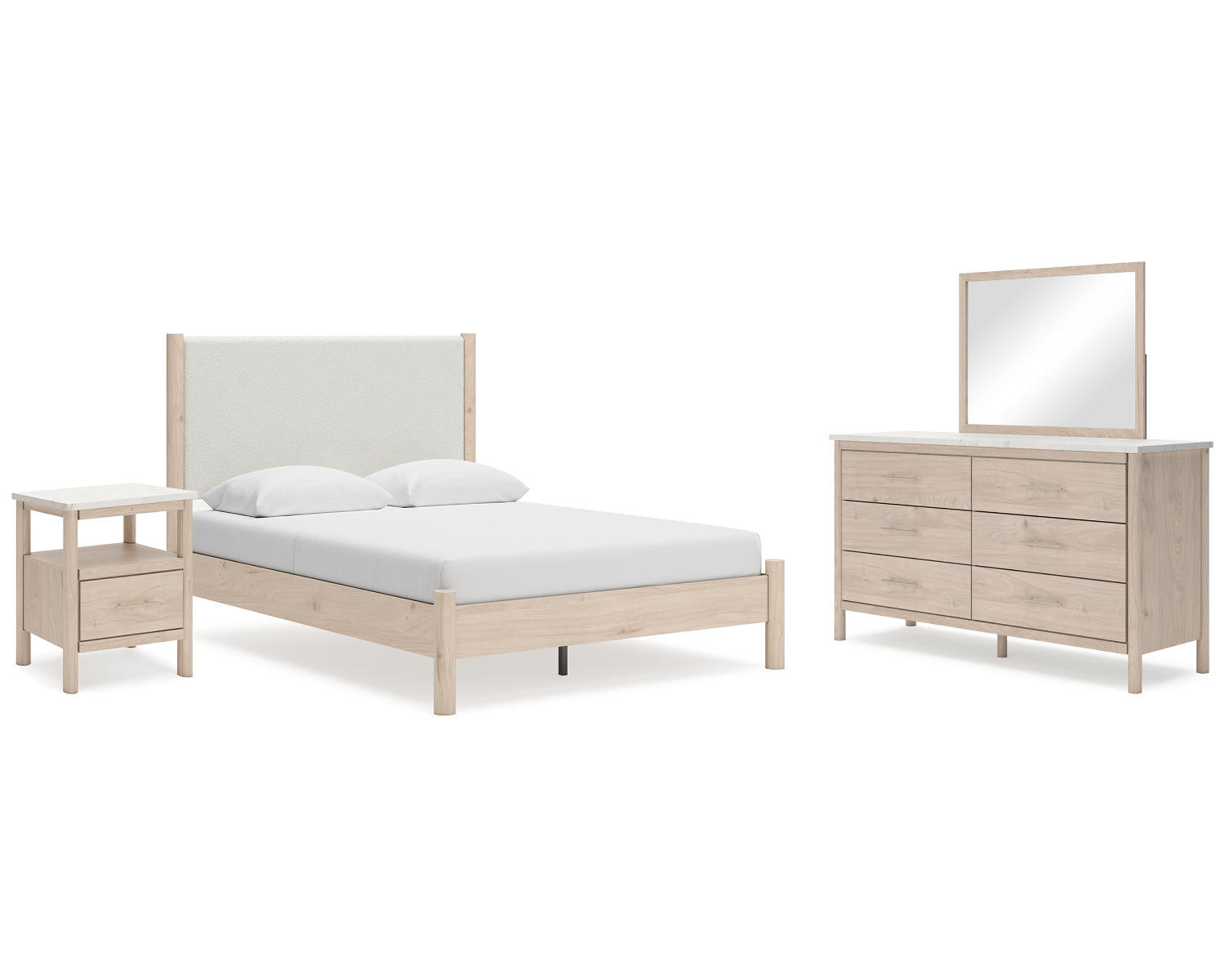 Cadmori Queen Panel Bed, Dresser, Mirror and Nightstand