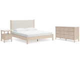 Cadmori King Upholstered Panel Bed, Dresser and Nightstand