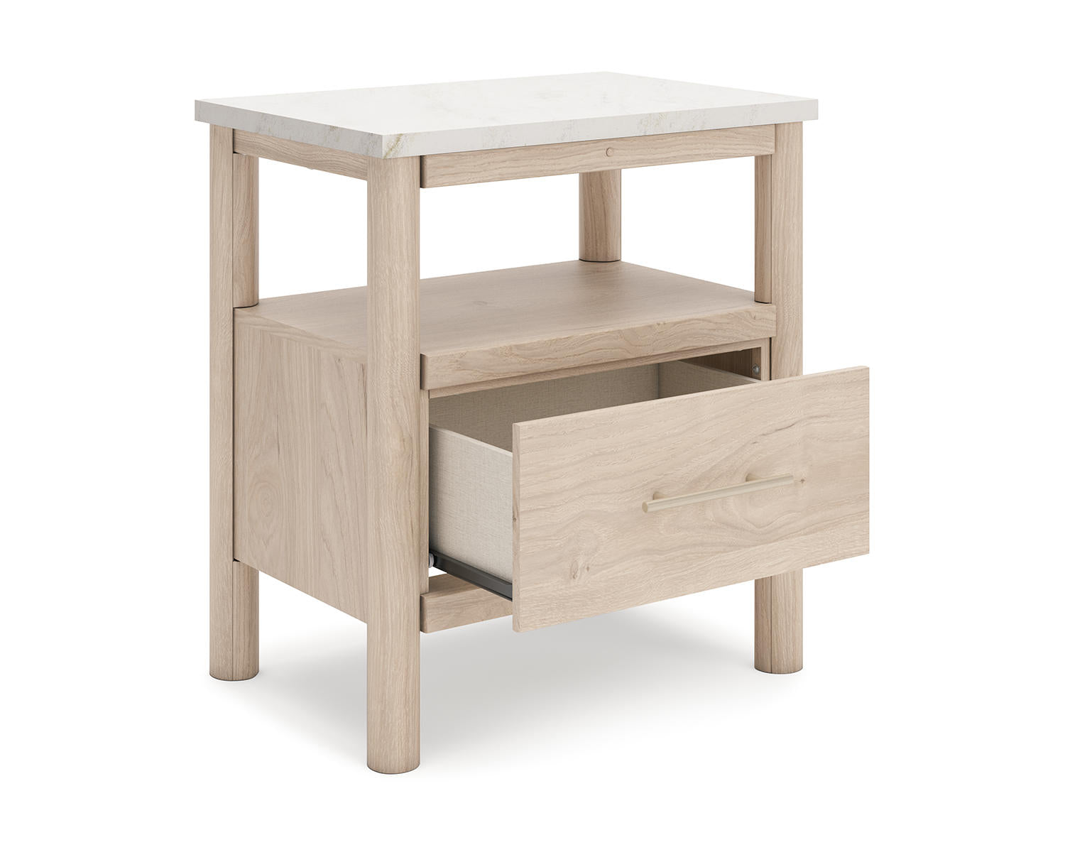 Cadmori Queen Upholstered Panel Bed, Dresser and Nightstand