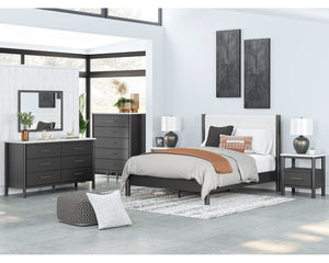 Cama Cadmori Queen con paneles tapizados