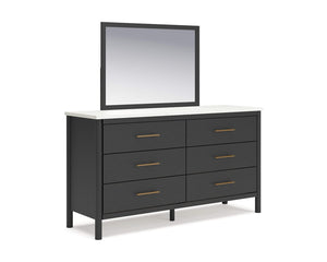 Cadmori Queen Upholstered Panel Bed, Dresser and Mirror