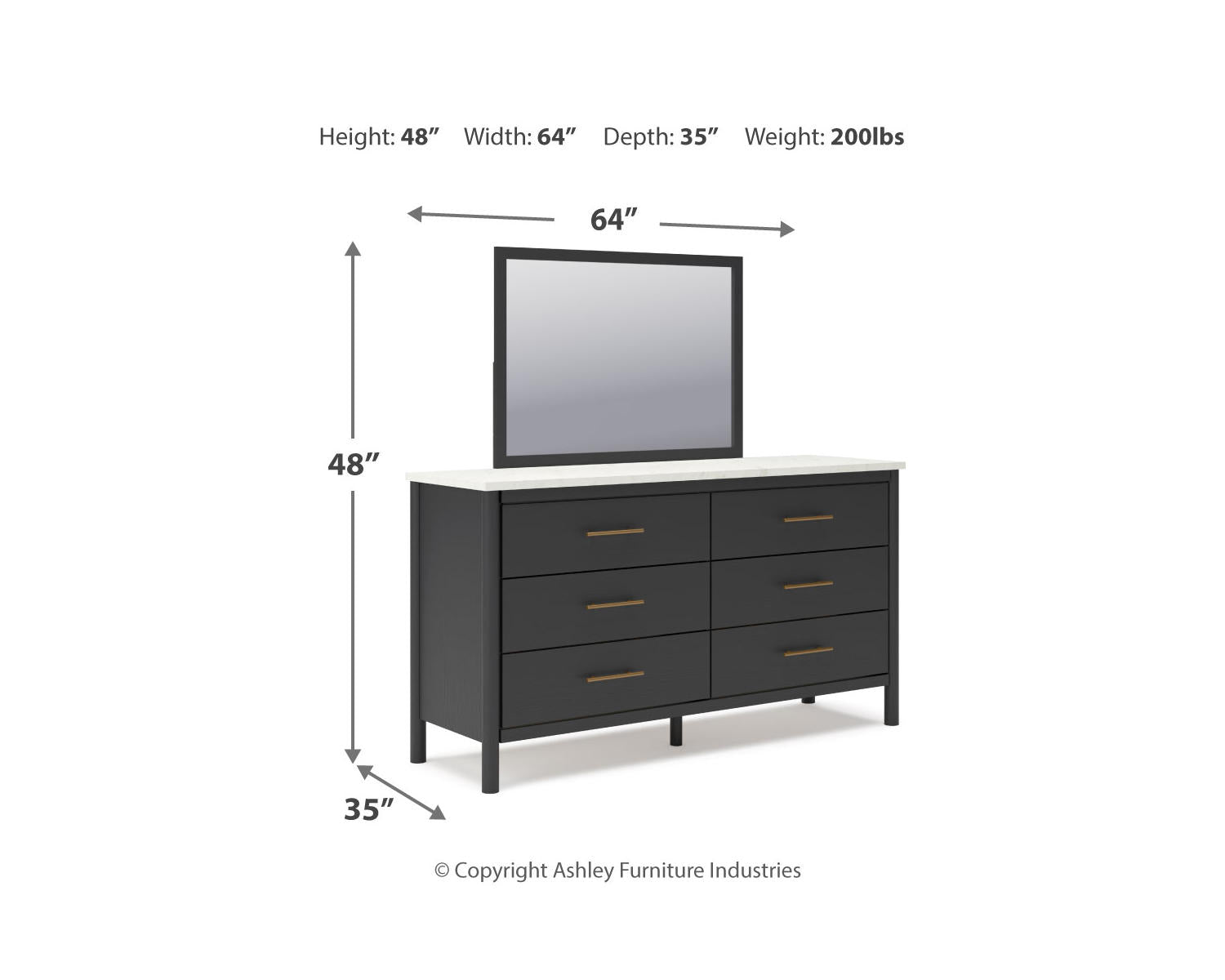 Cadmori Queen Upholstered Panel Bed, Dresser and Mirror