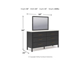 Cadmori Queen Upholstered Panel Bed, Dresser and Mirror