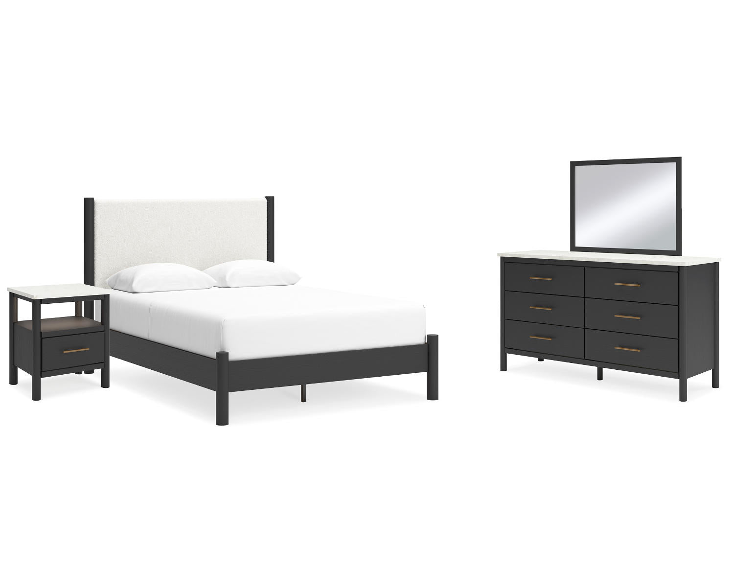 Cadmori Queen Panel Bed, Dresser, Mirror and Nightstand
