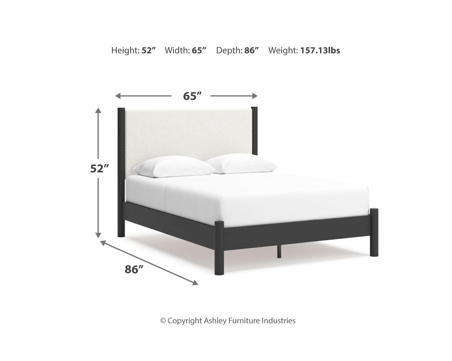 Cadmori Queen Upholstered Panel Bed, Dresser and Mirror