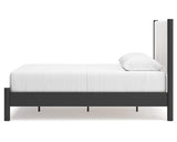 Cadmori Queen Upholstered Panel Bed, Dresser and Mirror