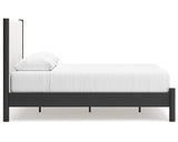Cadmori Queen Upholstered Panel Bed, Dresser and Mirror