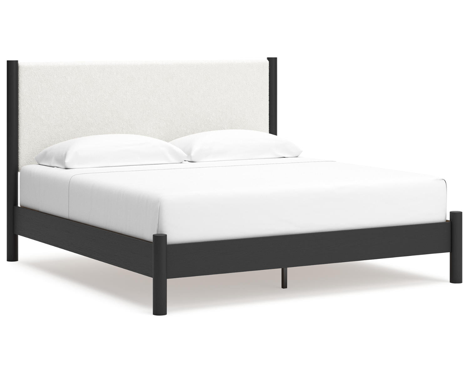 Cadmori King Upholstered Panel Bed, Dresser and Mirror