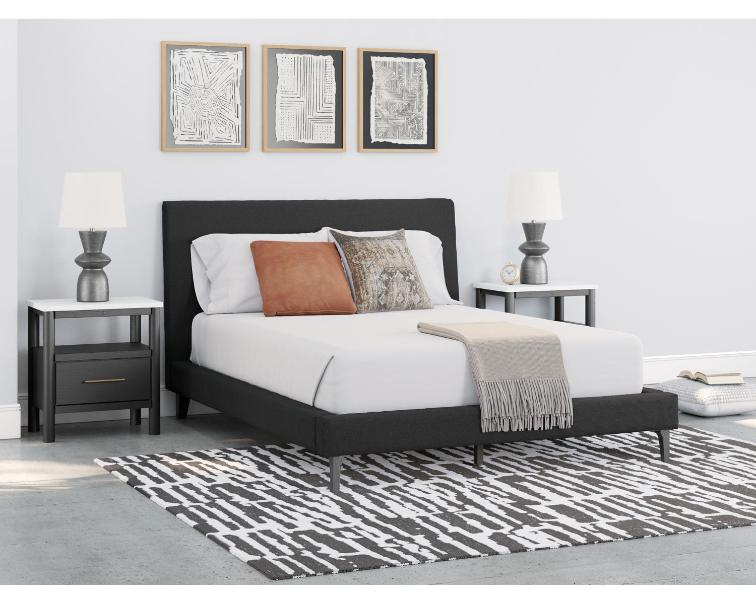 Cadmori Queen Upholstered Bed with Roll Slats
