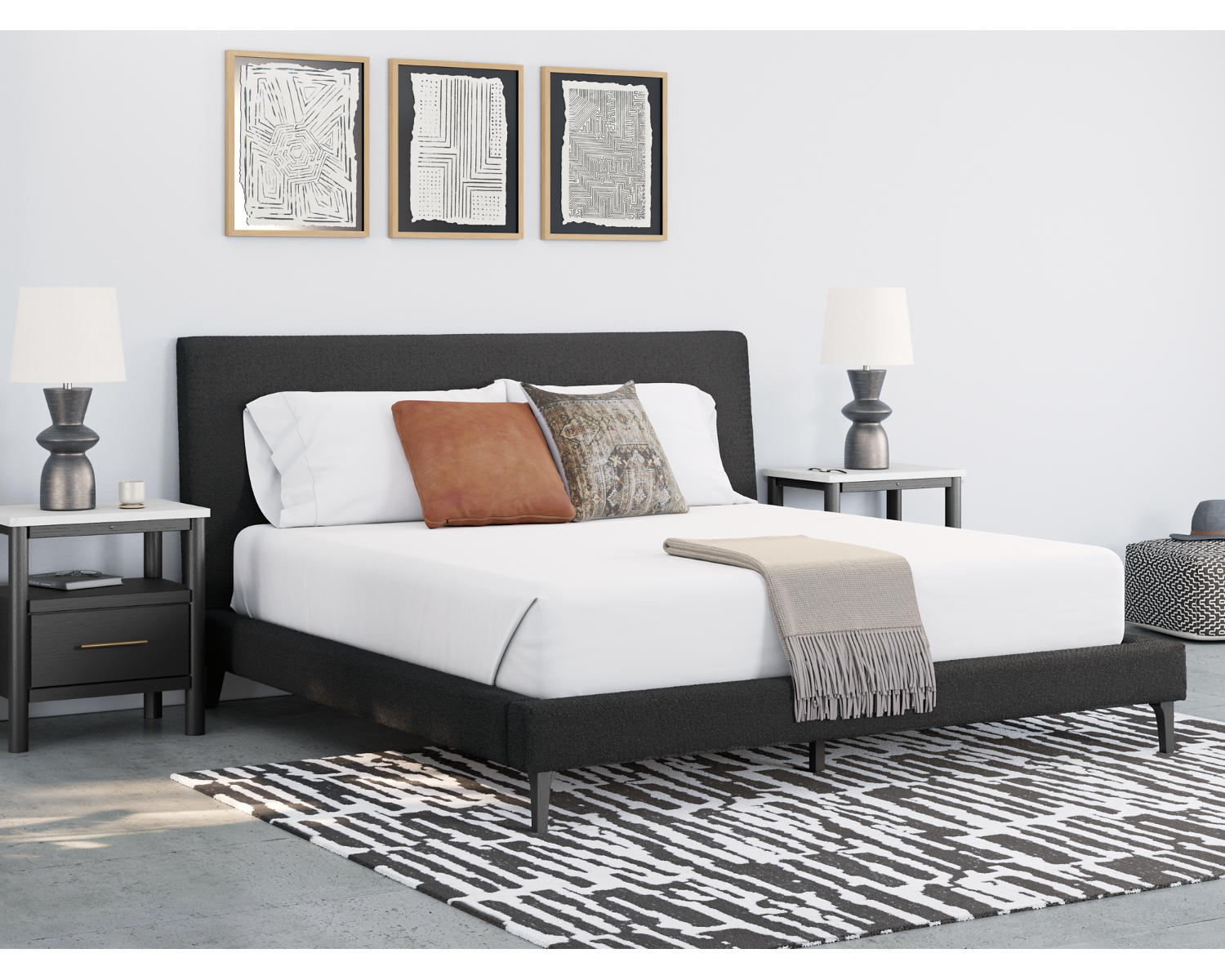Cadmori King Upholstered Bed with Roll Slats