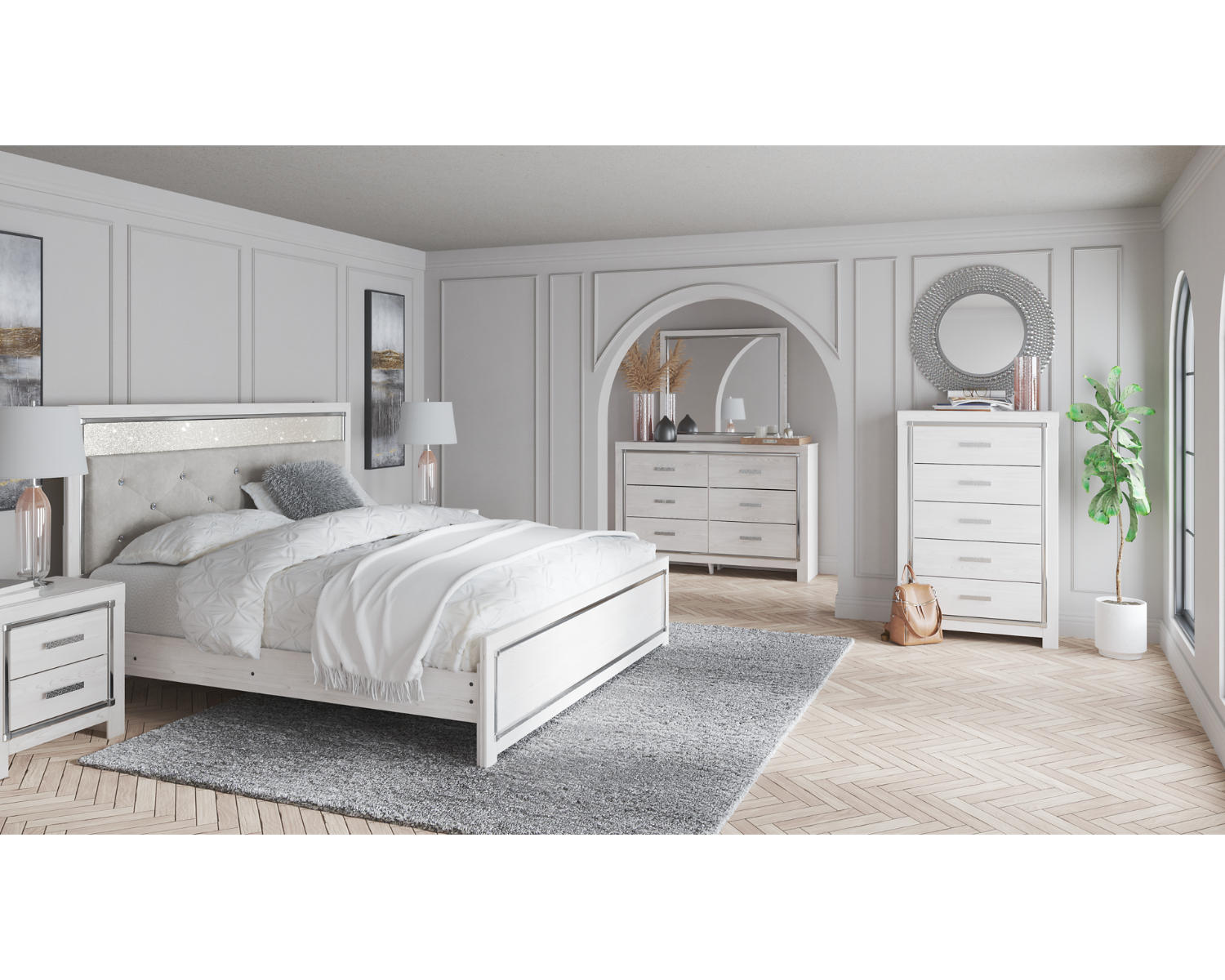 Altyra King Panel Bed, Dresser and Mirror