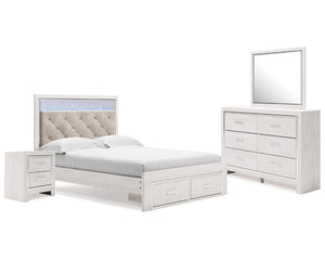 Altyra Queen Panel Storage Bed with Mirrored Dresser and Nightstand