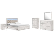 Altyra King Upholstered Storage Bed, Dresser, Mirror, Chest, and Nightstand