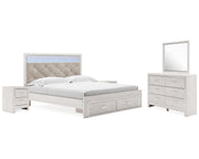 Altyra King Upholstered Storage Bed, Dresser, Mirror and 2 Nightstands