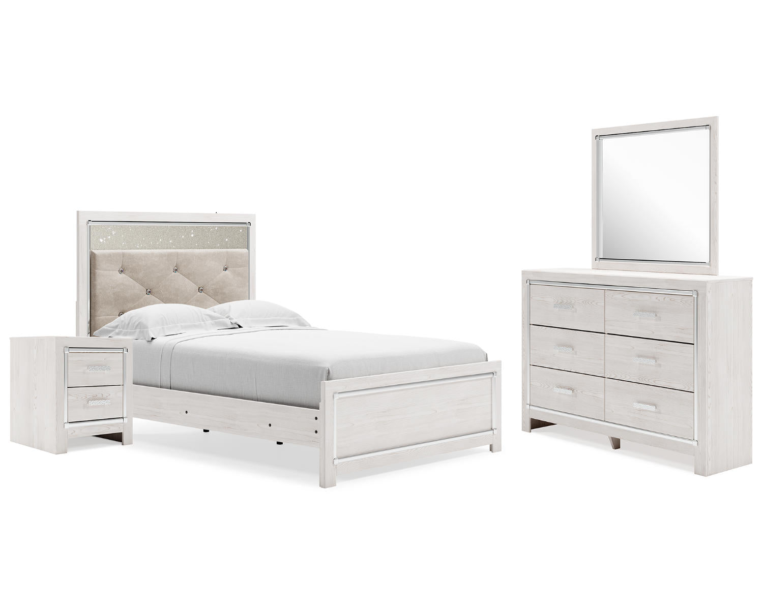 Altyra Full Panel Bed, Dresser, Mirror and Nightstand
