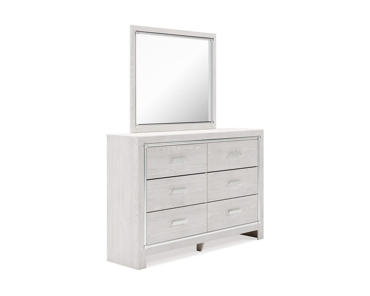 Altyra Queen Panel Storage Bed with Mirrored Dresser and Nightstand