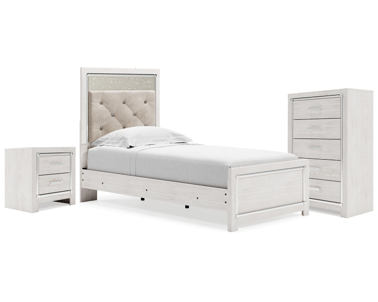 Altyra Twin Panel Bed, Chest and Nightstand