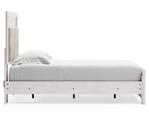 Cama individual Altyra con paneles, cómoda, espejo y mesita de noche