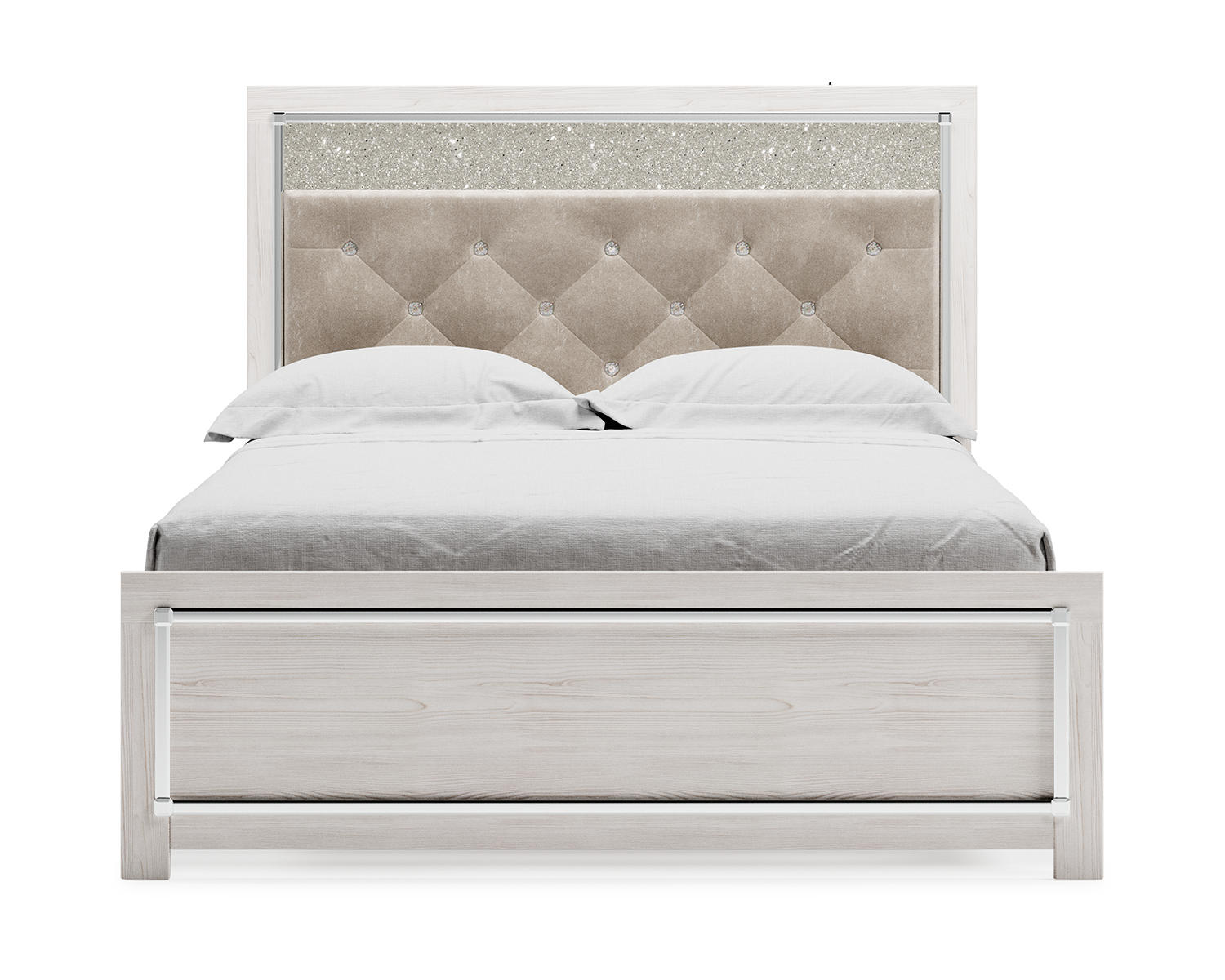 Altyra Queen Upholstered Panel Bed, Dresser, Mirror, Chest and Nightstand
