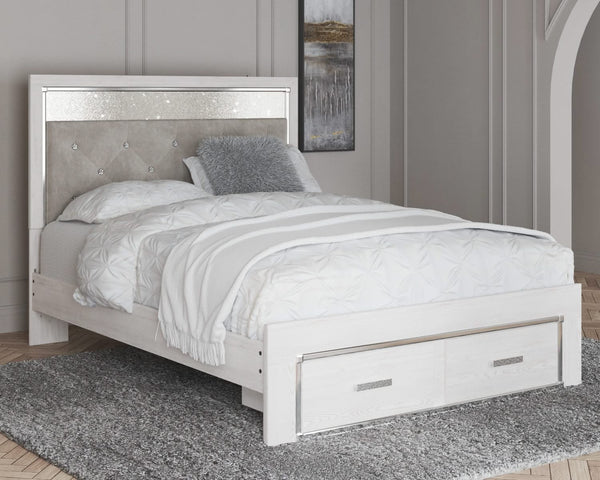 Cama Queen Altyra con almacenamiento tapizada