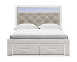 Cama Queen Altyra con almacenaje, cómoda y dos mesitas de noche