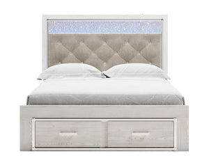 Cama Queen Altyra con almacenaje, tocador, espejo, cómoda y mesita de noche