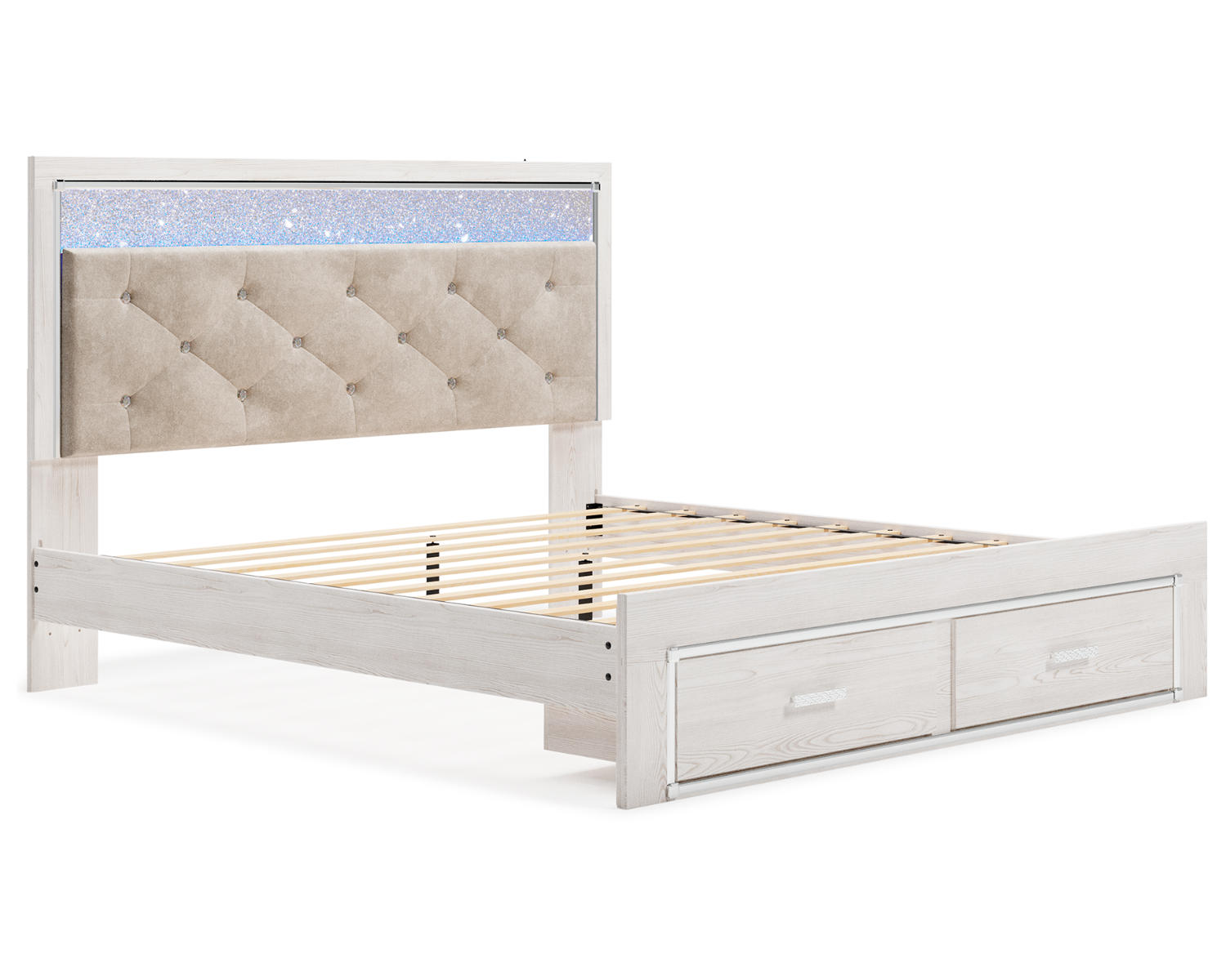 Altyra King Upholstered Storage Bed, Dresser, Mirror and 2 Nightstands