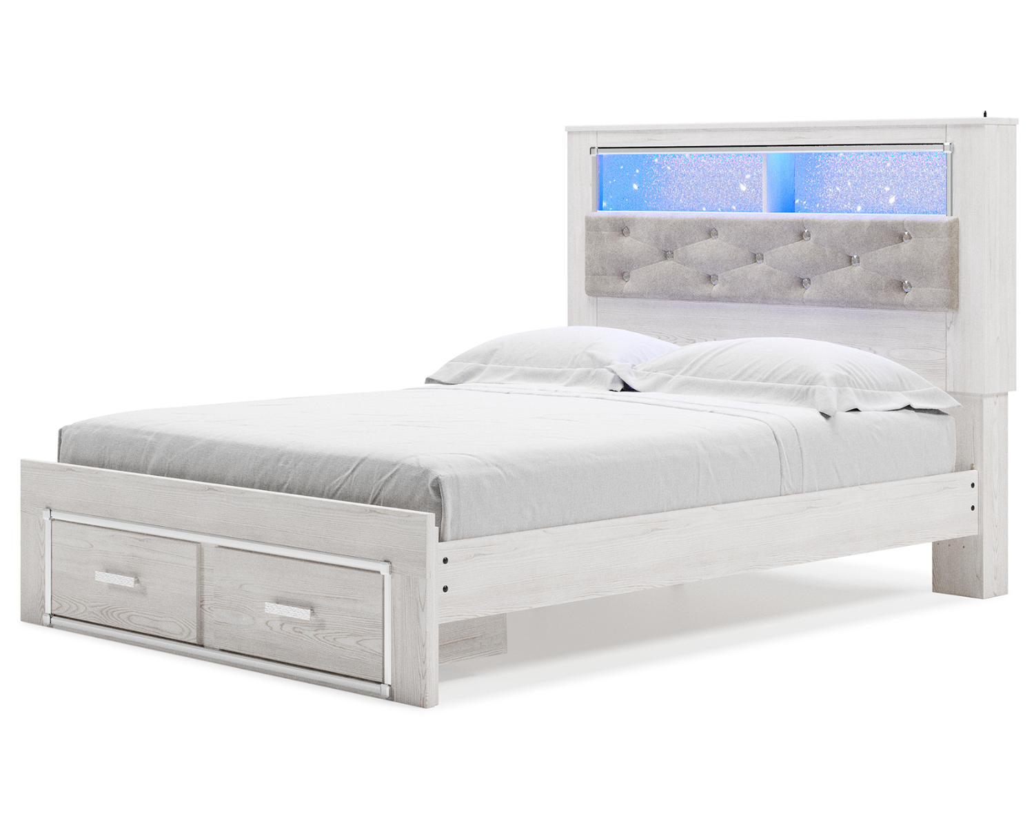 Altyra Queen Upholstered Bookcase Bed with Storage