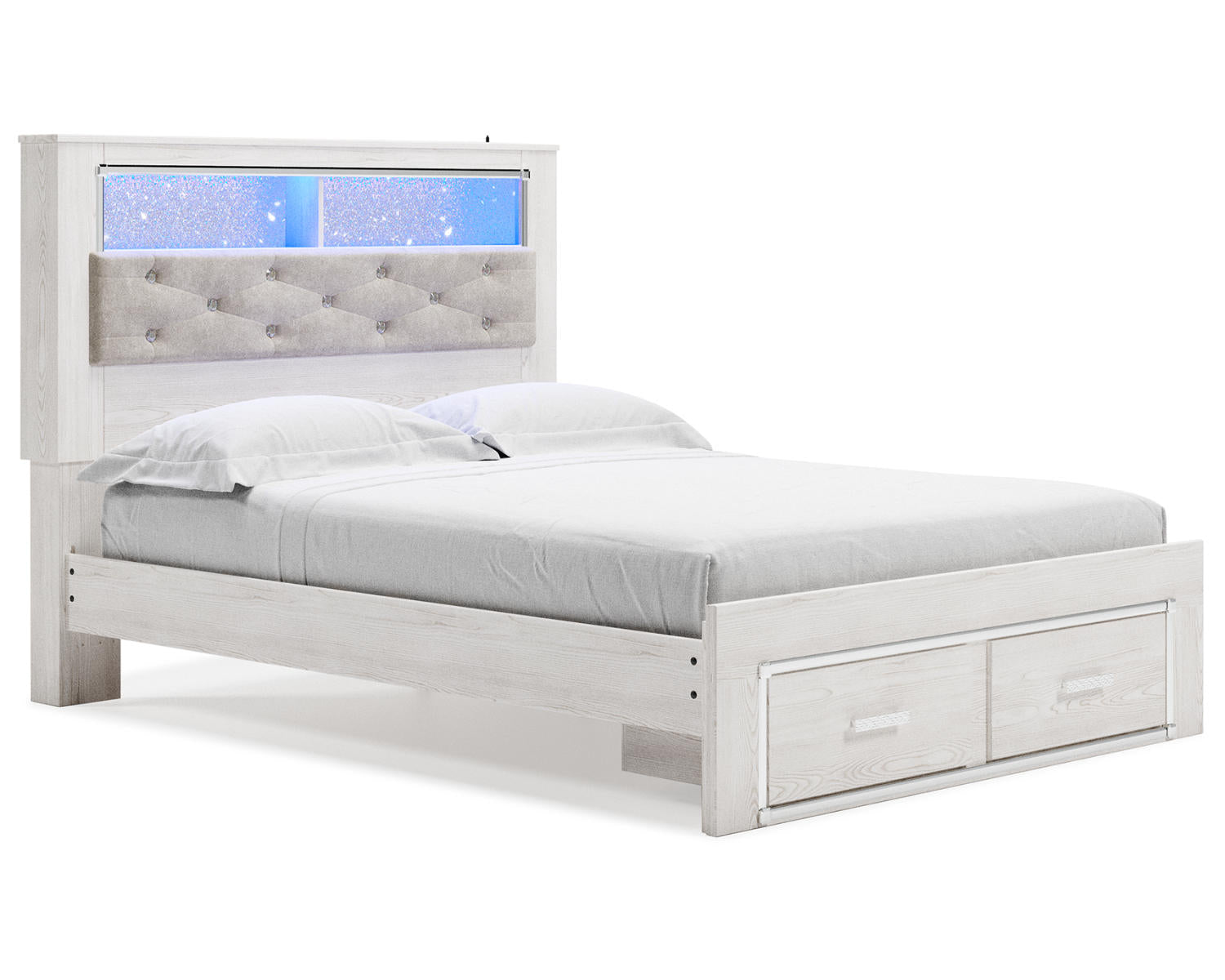 Altyra Queen Upholstered Bookcase Bed with Storage