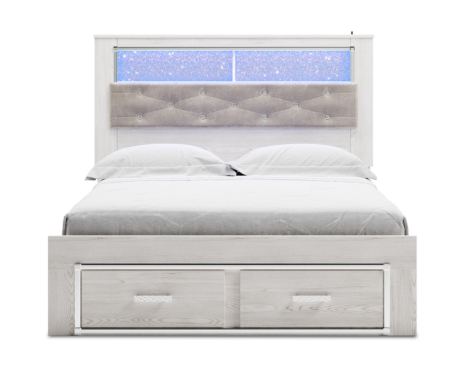 Altyra Queen Upholstered Bookcase Bed with Storage