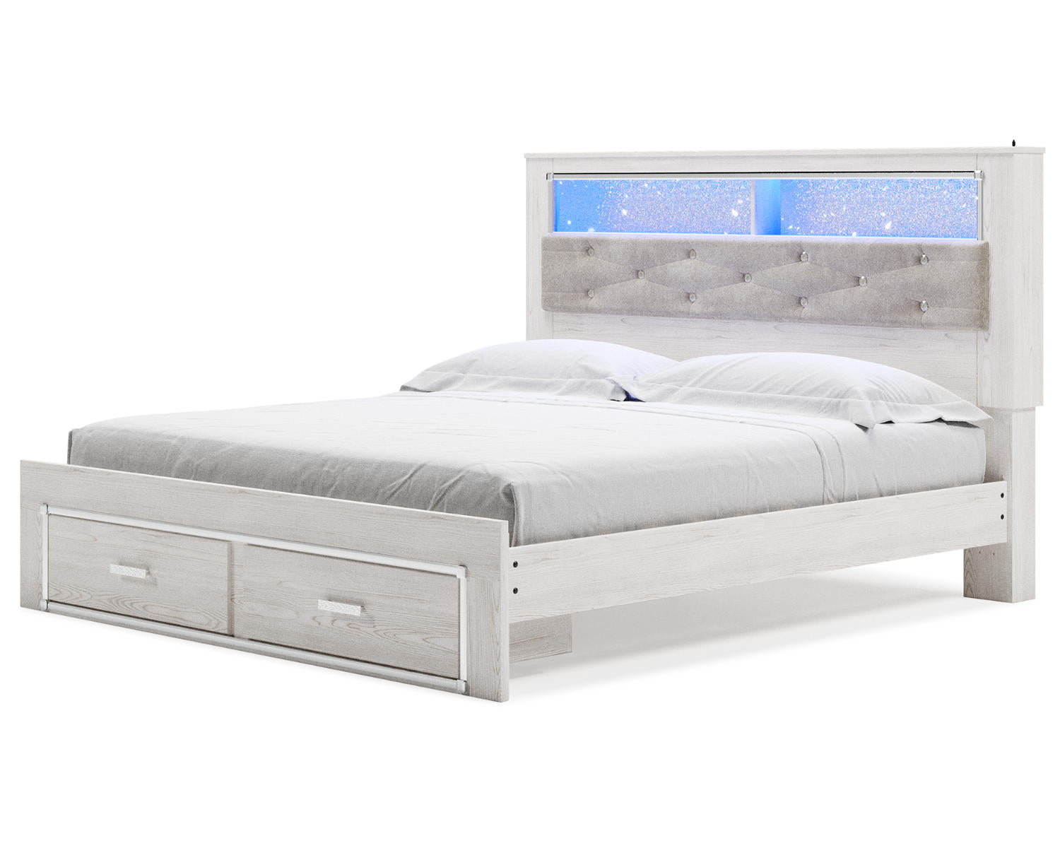 Altyra King Upholstered Bookcase Bed with Storage