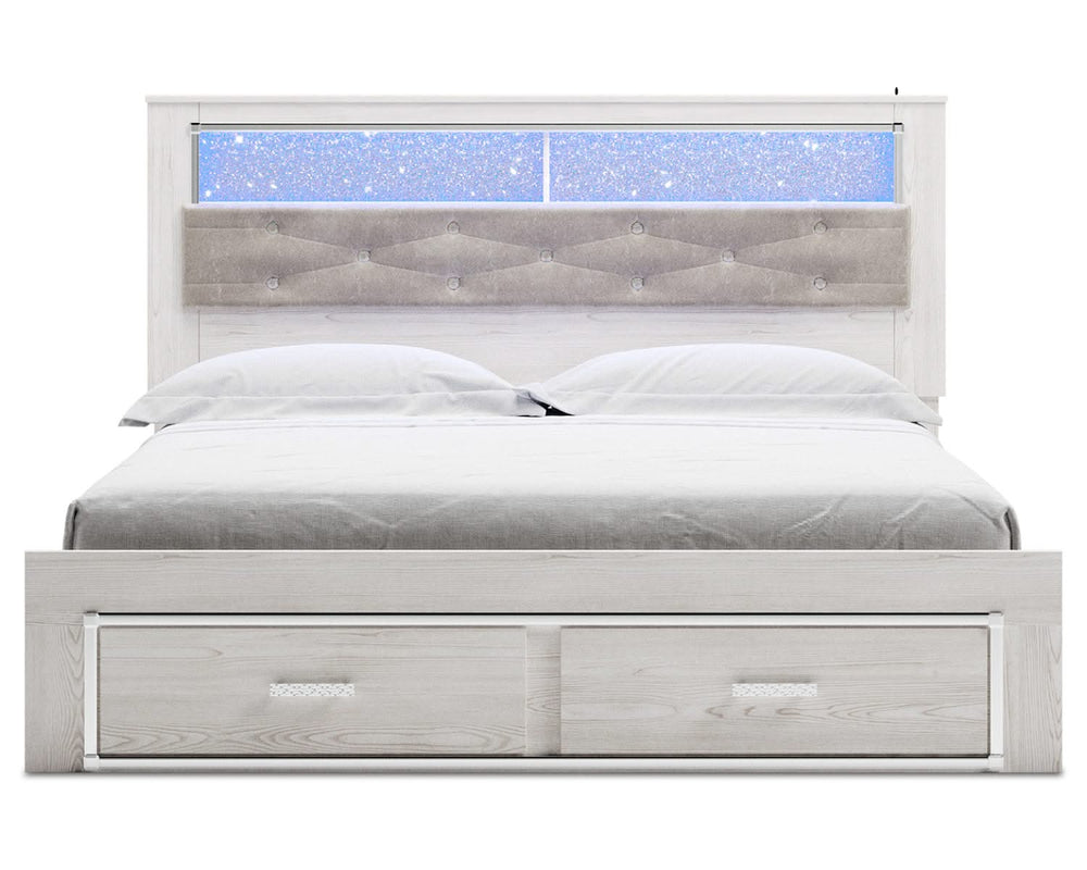 Altyra King Upholstered Bookcase Bed with Storage