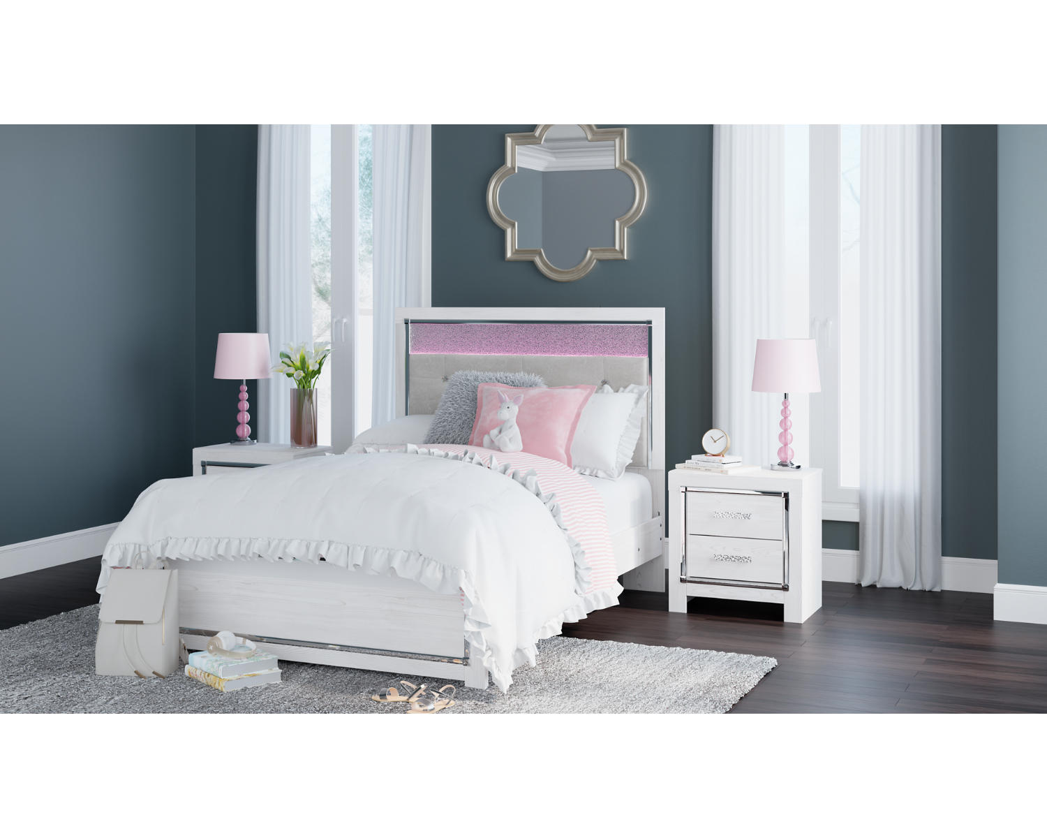 Altyra Full Panel Bed, Dresser, Mirror and Nightstand