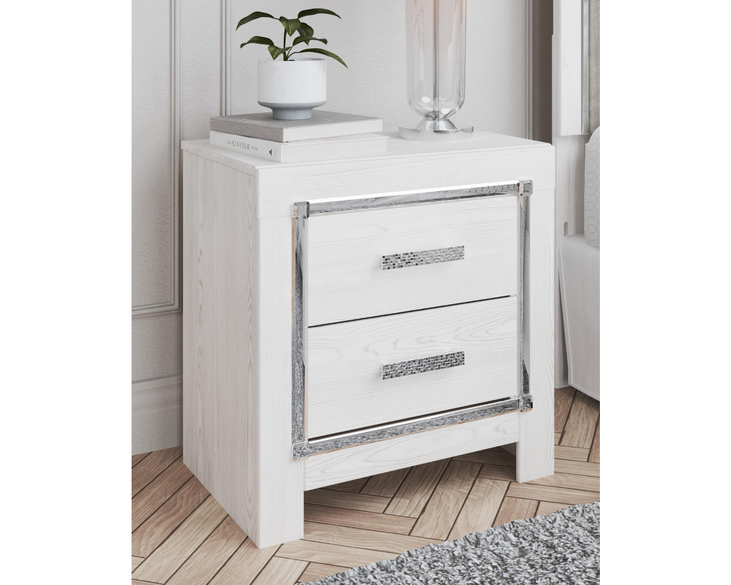 Altyra King Upholstered Storage Bed, Dresser, Mirror, Chest, and Nightstand