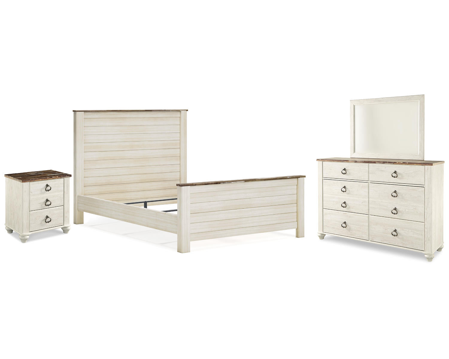 Willowton Queen Panel Bed, Dresser, Mirror, and Nightstand