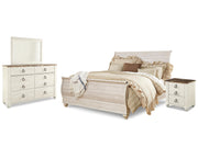 Willowton King Sleigh Bed, Dresser, Mirror and Nightstand