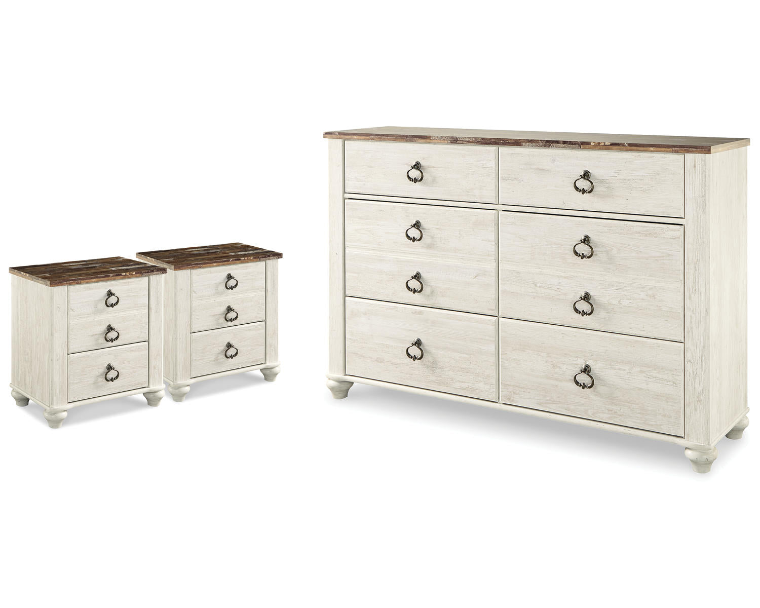 Willowton Dresser and 2 Nightstands