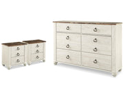 Willowton Dresser and 2 Nightstands