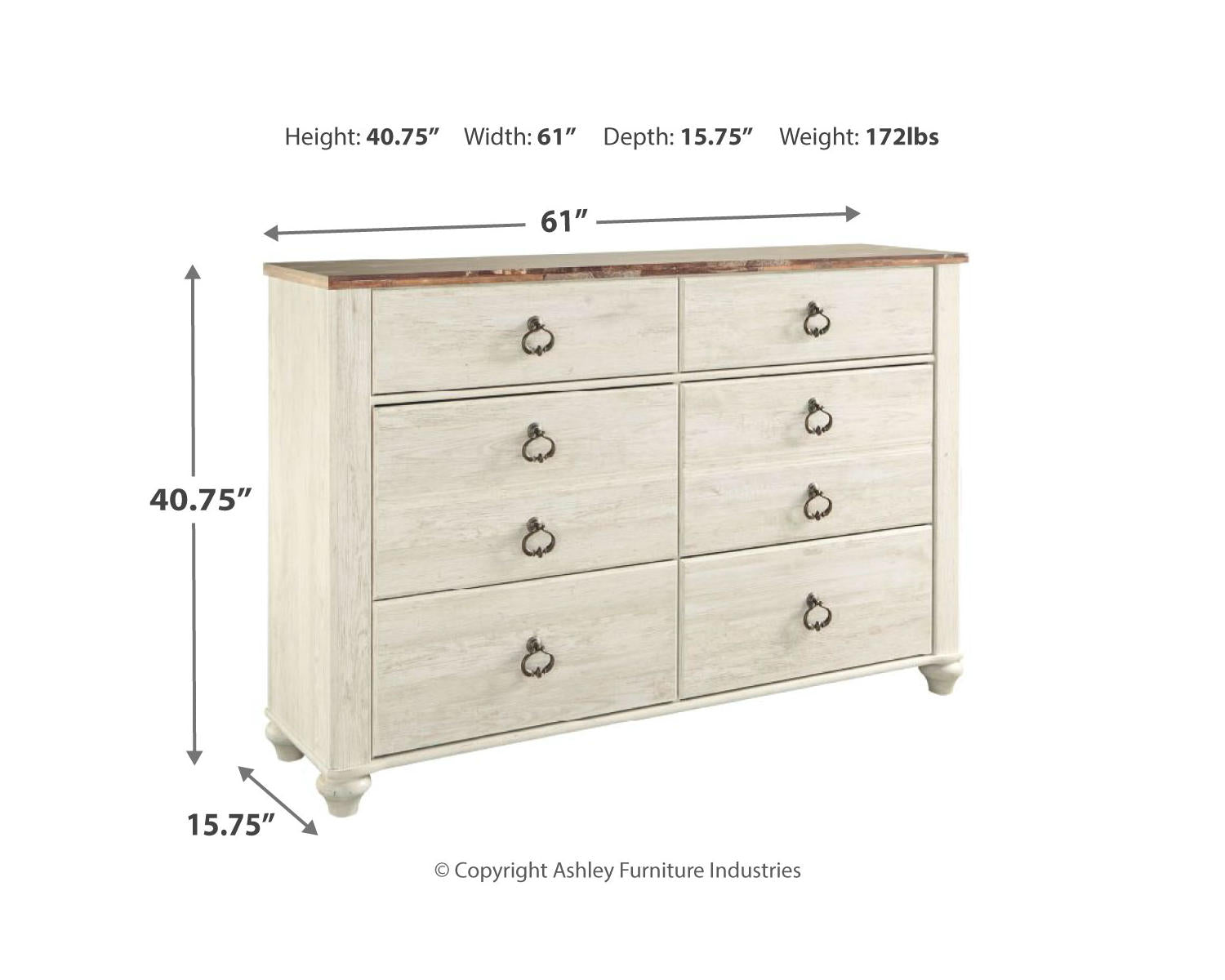 Willowton Queen Bed, Dresser, Mirror and Chest