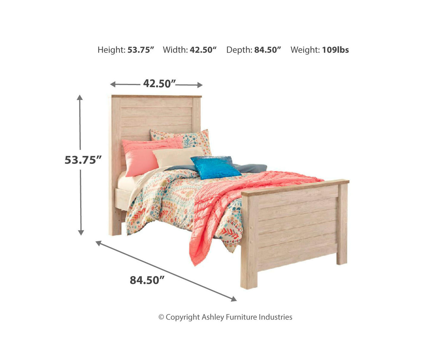 Willowton Twin Panel Bed and Dresser
