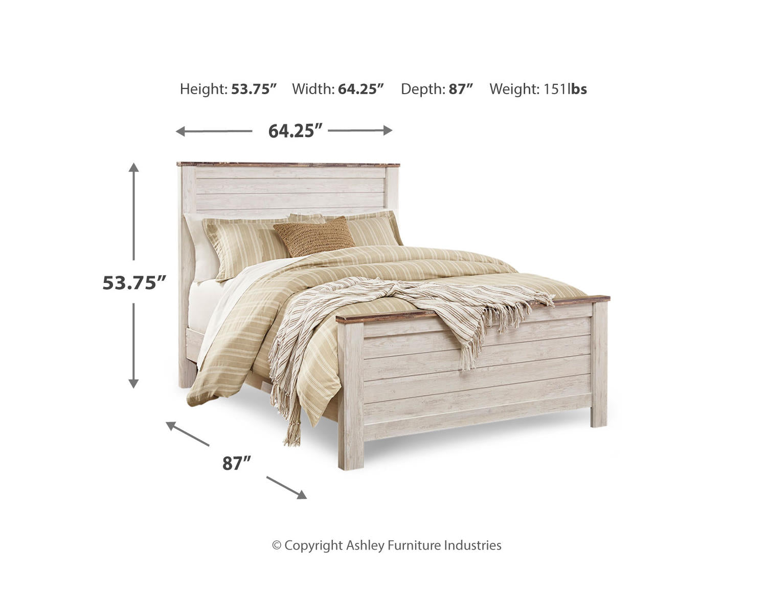 Willowton Queen Panel Bed, Dresser, Mirror and 2 Nightstands