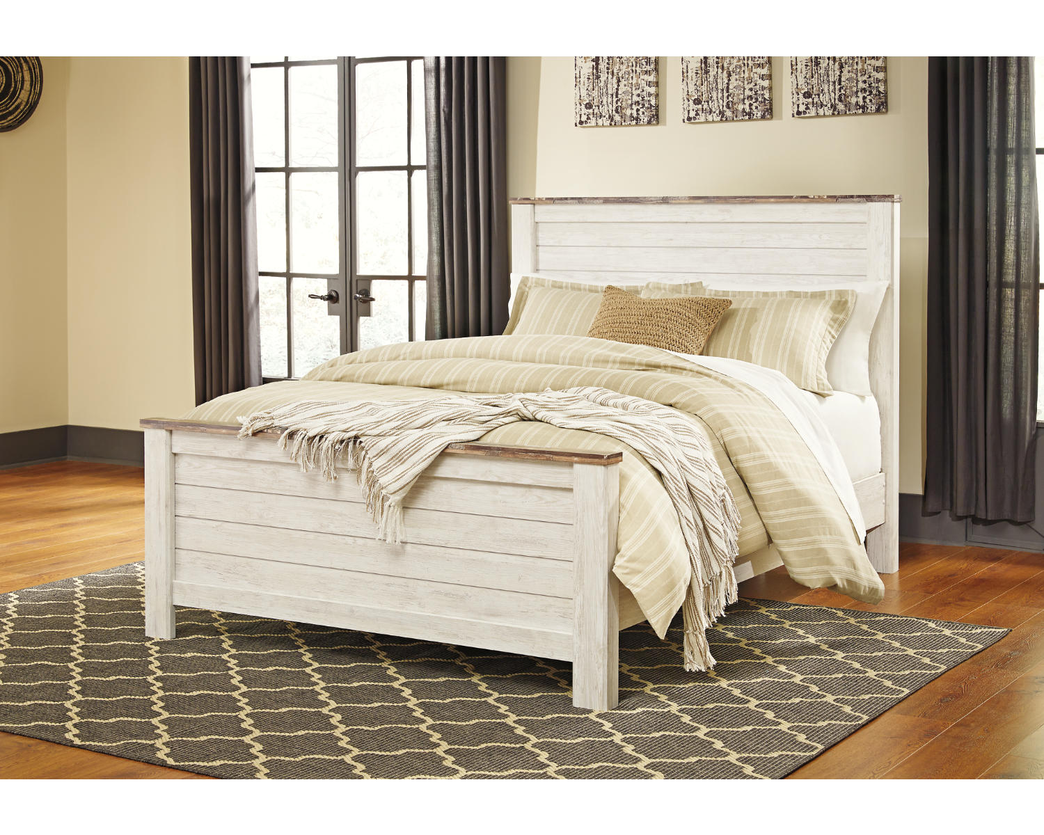 Willowton Queen Panel Bed, Dresser, Mirror, Chest and 2 Nightstands