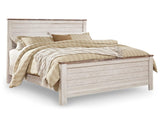 Cama Willowton King con paneles, tocador, espejo, cómoda y dos mesitas de noche