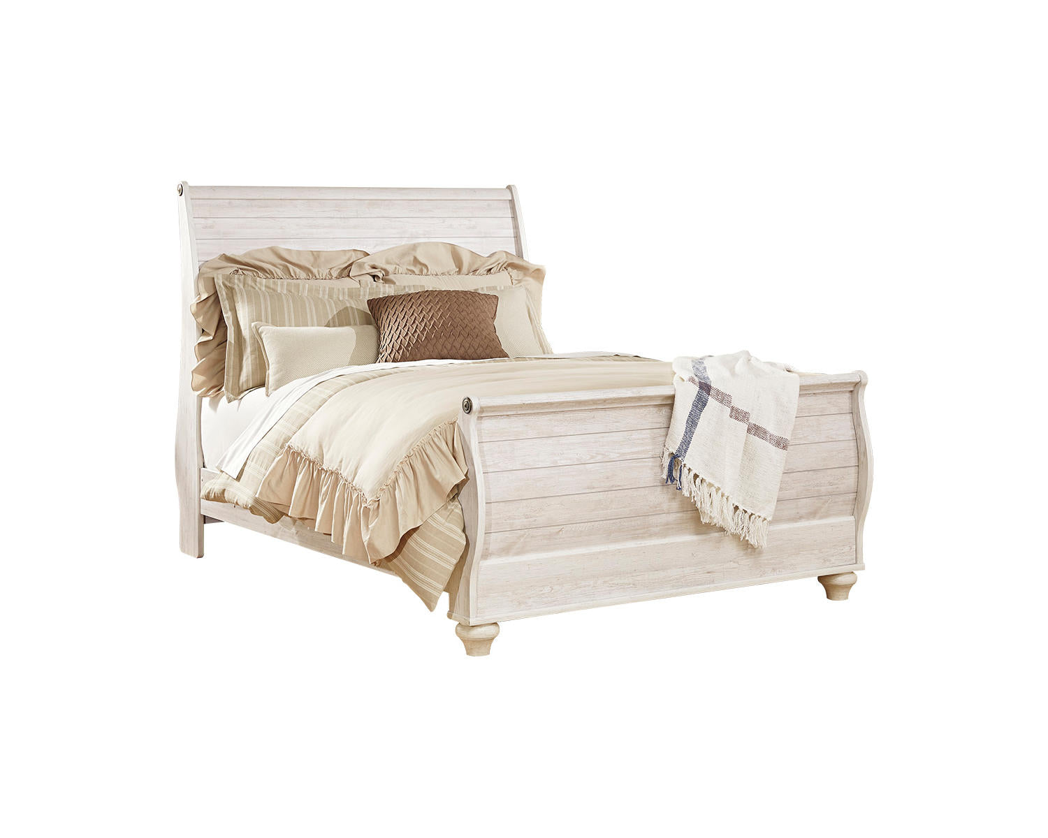 Willowton Queen Sleigh Bed, Dresser, Mirror, Chest and 2 Nightstands