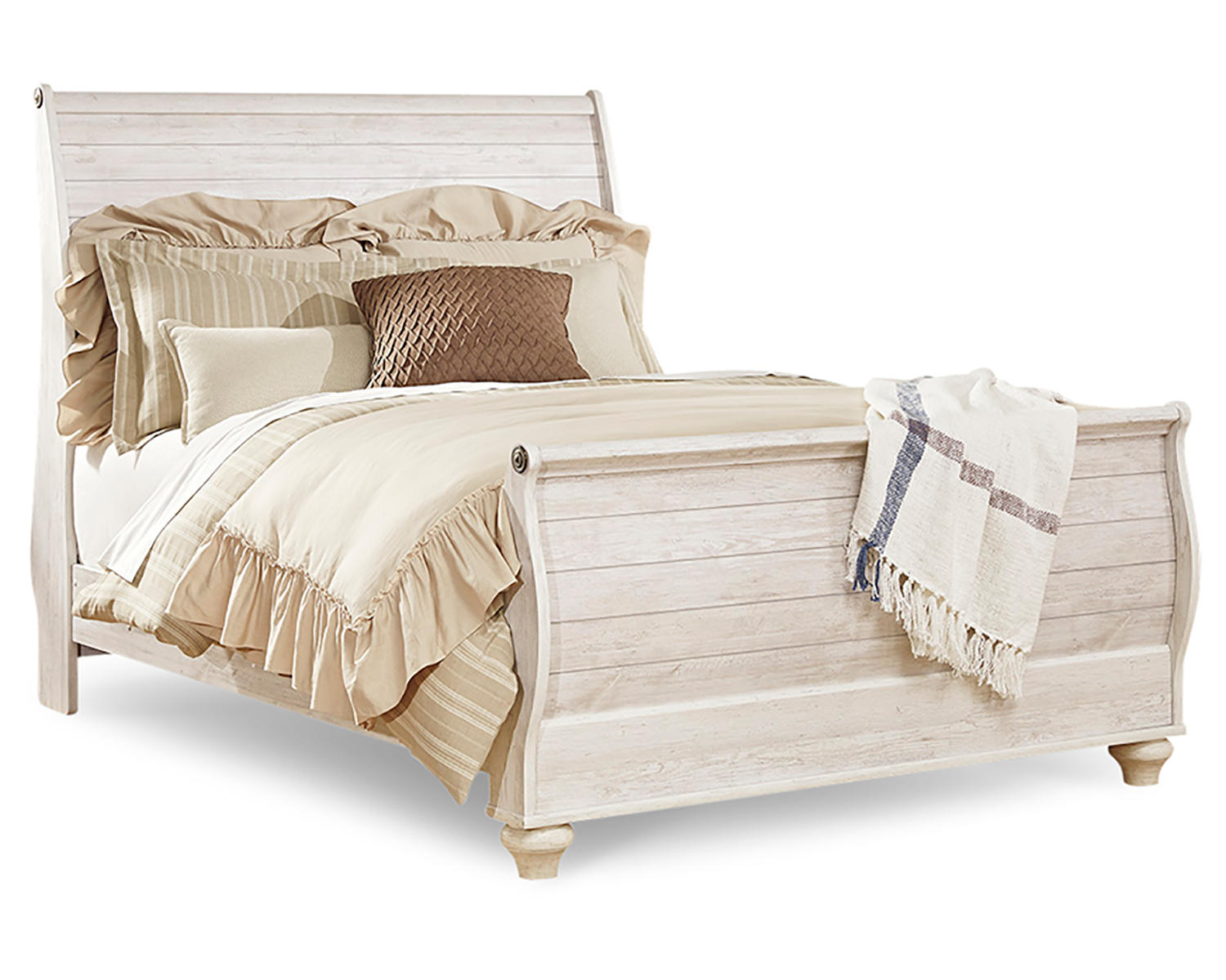 Willowton Queen Sleigh Bed with Mirrored Dresser and Nightstand