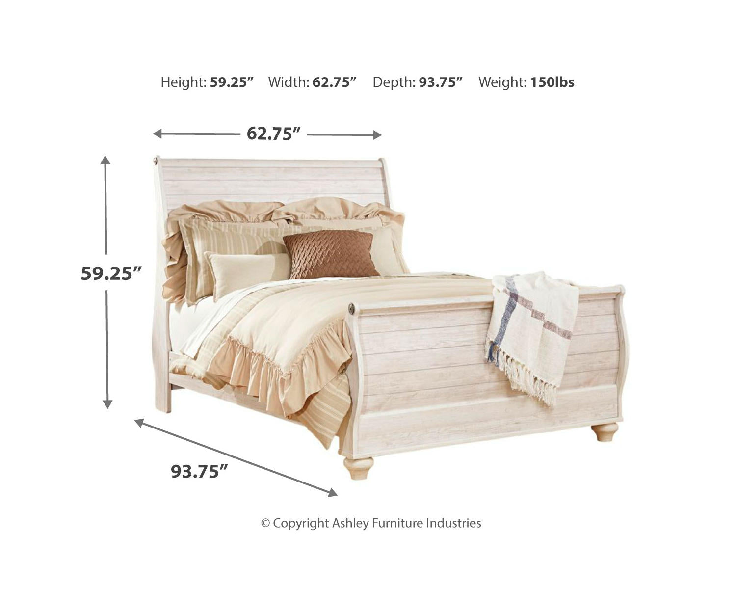 Willowton Queen Bed, Dresser, Mirror and Chest
