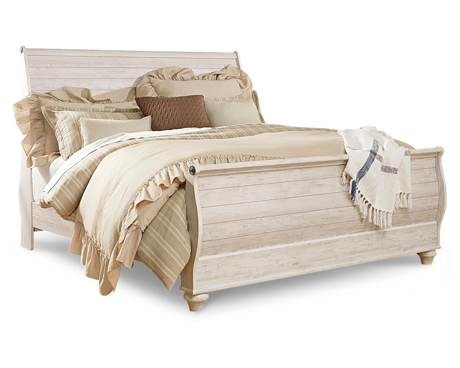 Willowton King Sleigh Bed, Dresser, Mirror, Chest and Nightstand