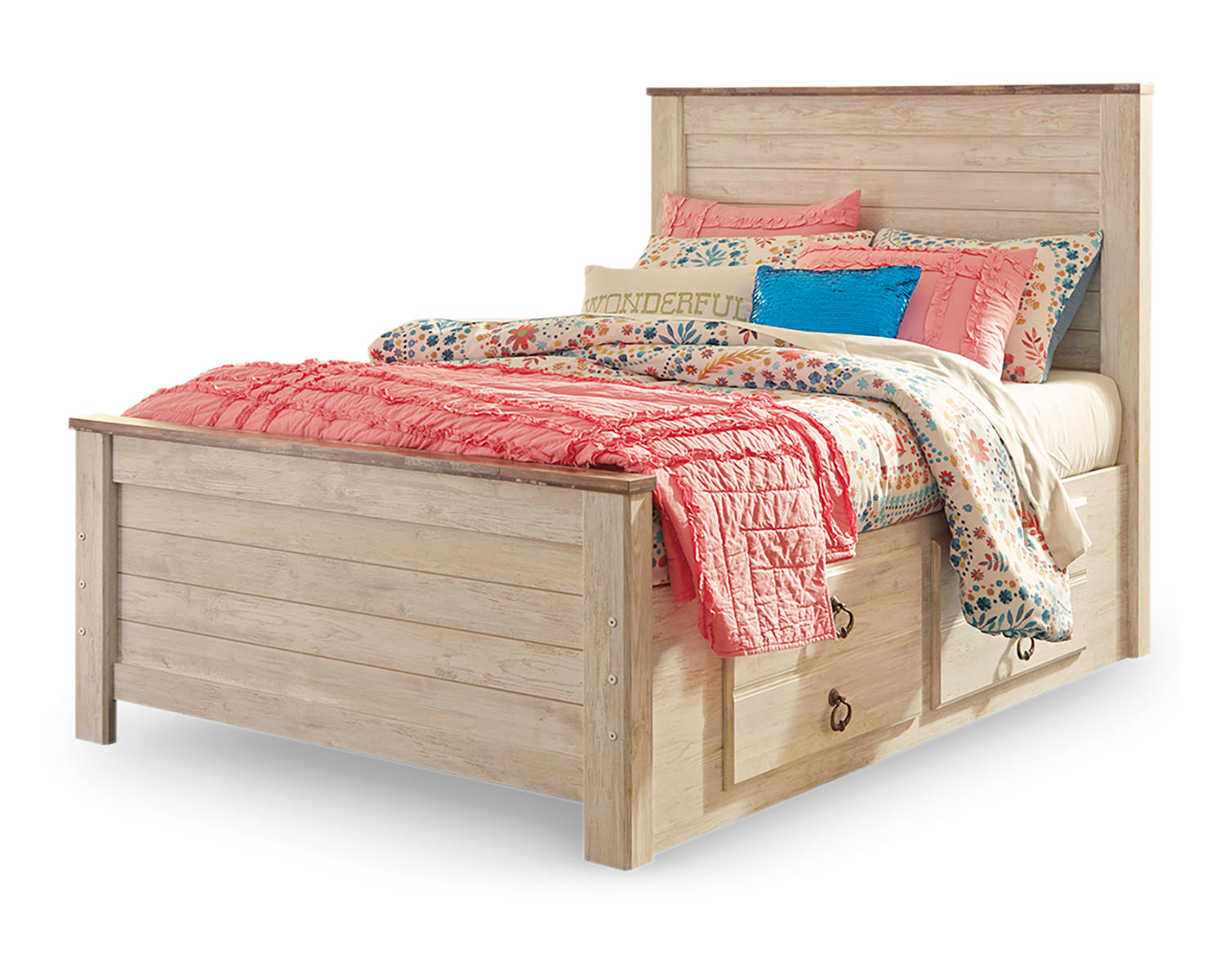 Willowton Twin Panel Bed with 2 Storage Drawers